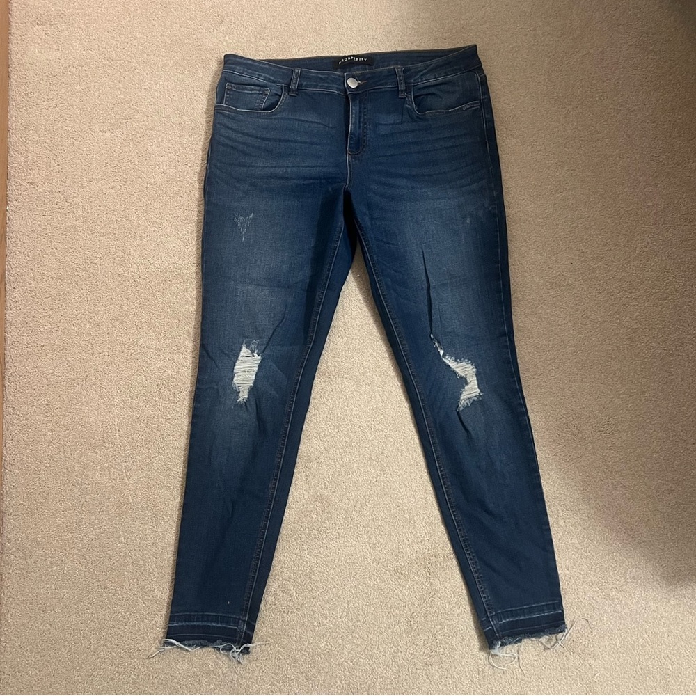 Dark Blue Distressed Skinny Jeans